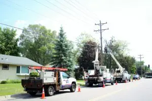 Trucks at construction site