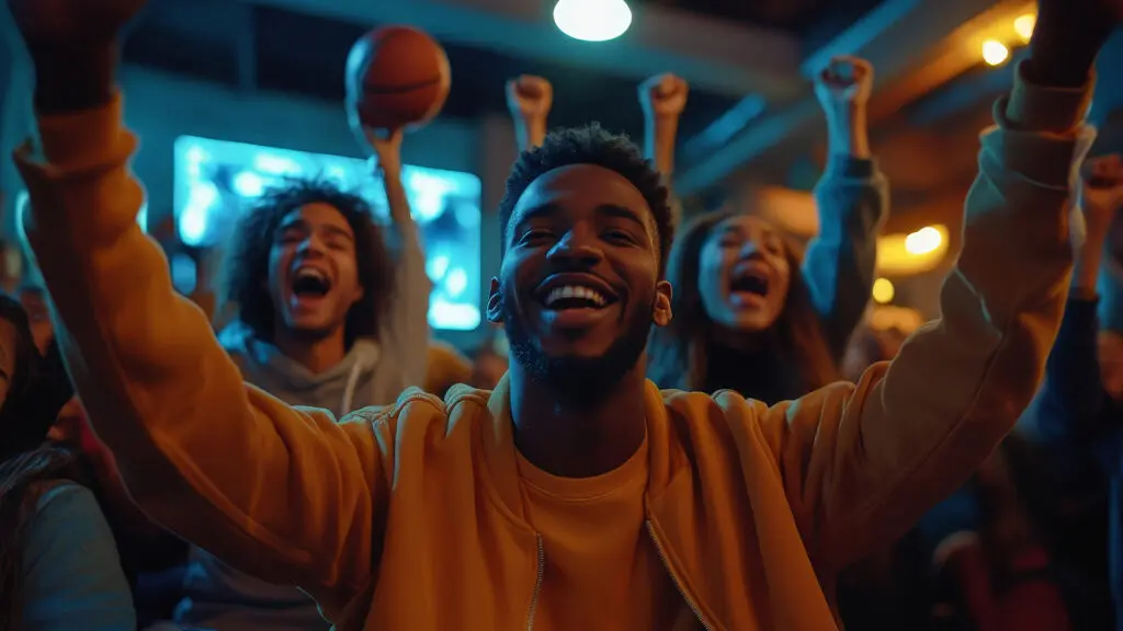 Fans cheering during a basketball game